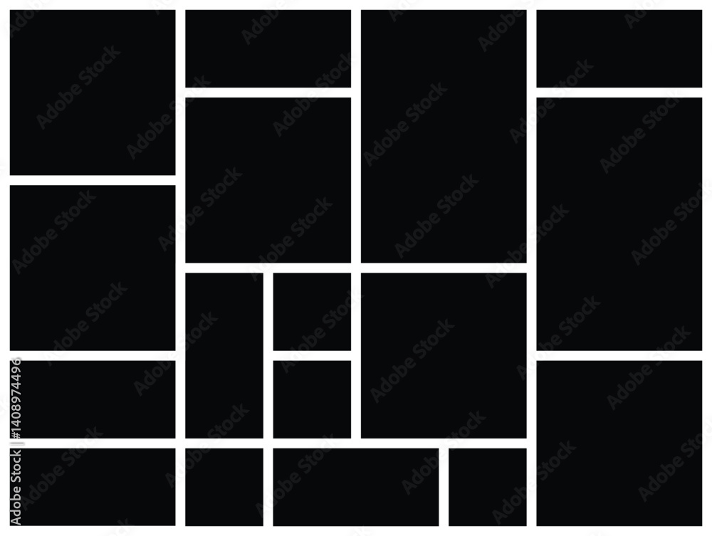 Photo collage vector template, background and rectangle mosaic shape for wall gallery design with symmetrical frame arrangement, mood board. Square Texture pattern for picture display presentation. Photo collage vector template, background and rectangle mosaic shape for wall gallery design with symmetrical frame arrangement, mood board. Square Texture pattern for picture display presentation.