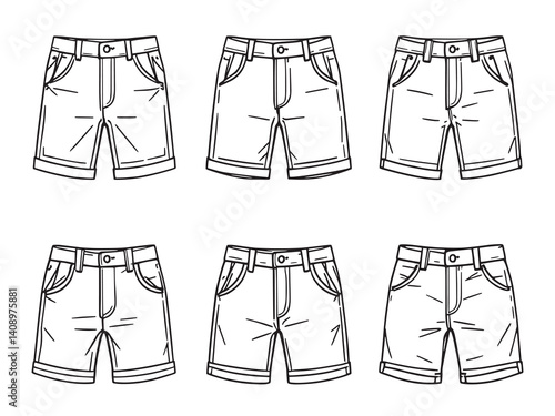 Chino shorts line art vector illustration