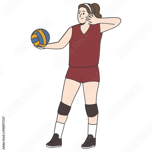 Female volley ball player preparing to serve