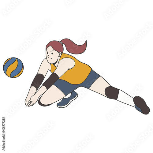 Volley ball player hitting the ball