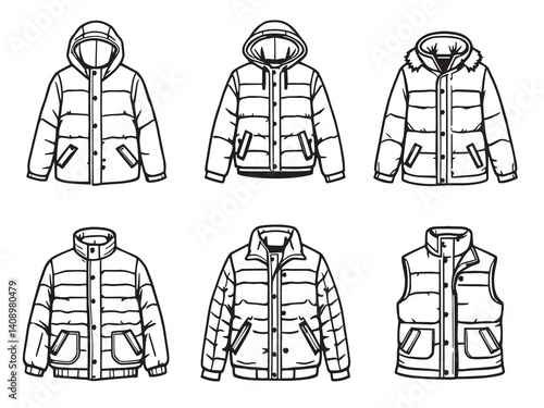 Down jacket line art illustration