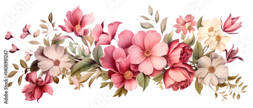 PNG Floral border pattern flower plant.