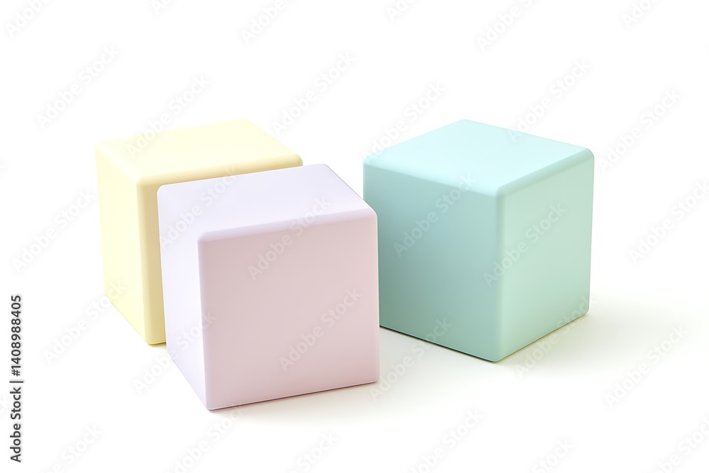 Fototapeta premium Pastel-Colored Cubes on White Background
