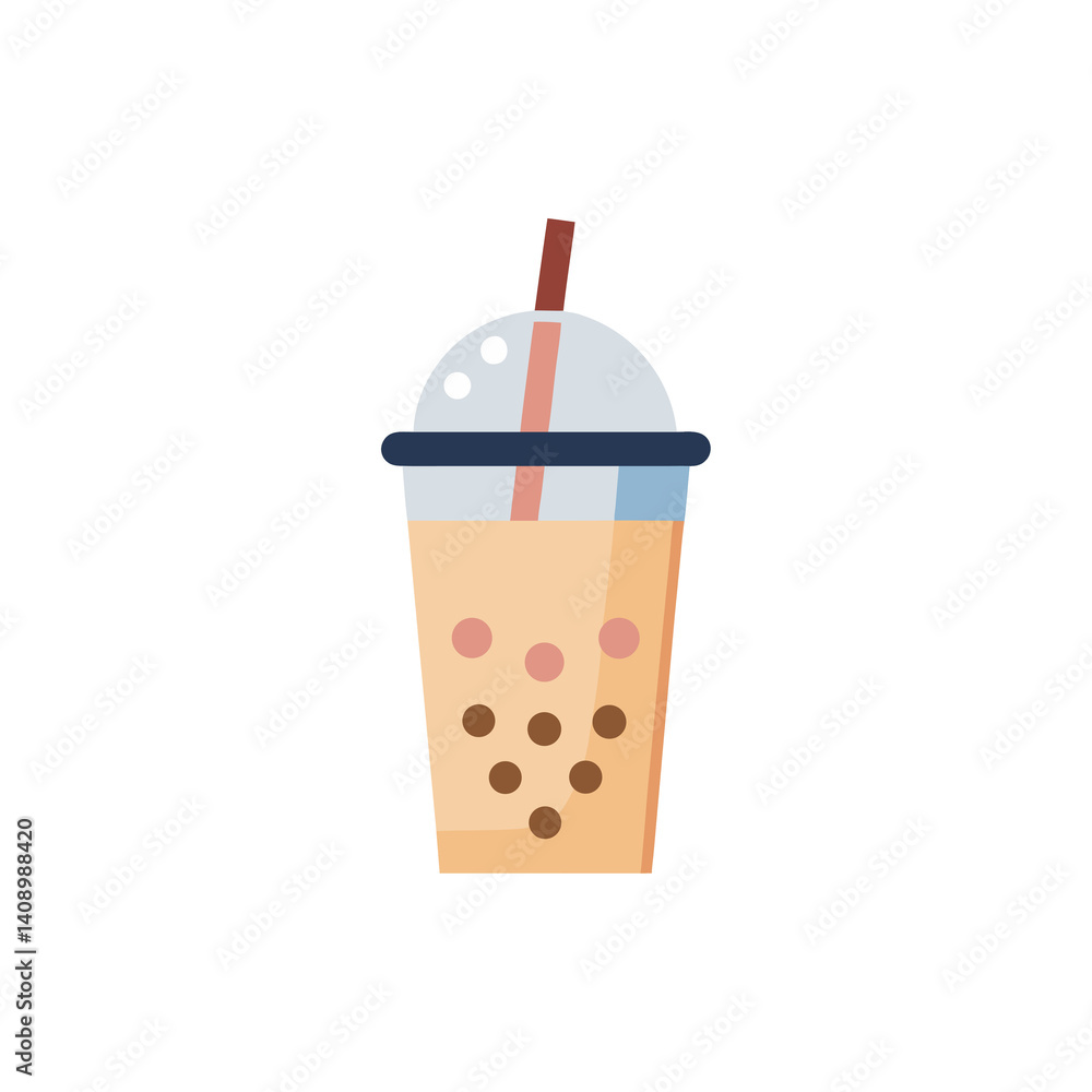 Bubble Milk Tea with Straw on Transparent Background Bubble Milk Tea with Straw on Transparent Background