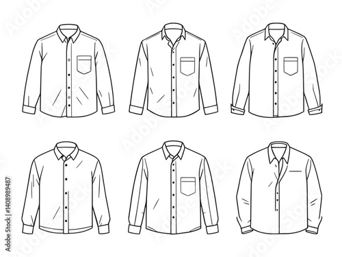 Oxford shirt line art illustration