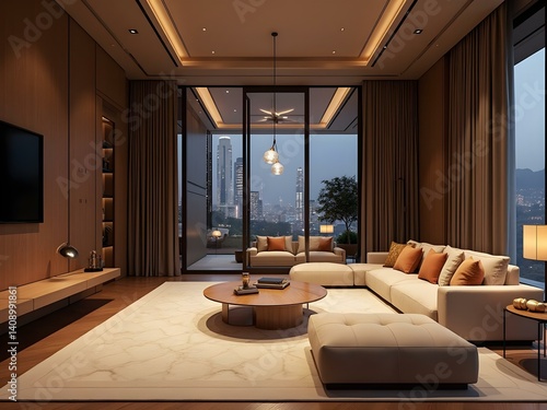 Luxurious Flat with Grand Living Room Design