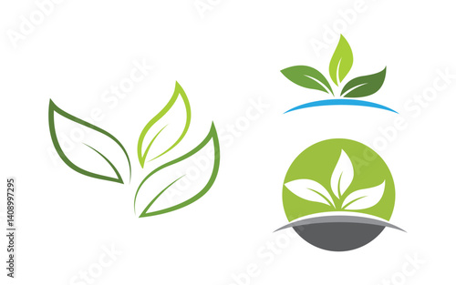 Nature leaf ecology vegan concept Logo illustration v.118