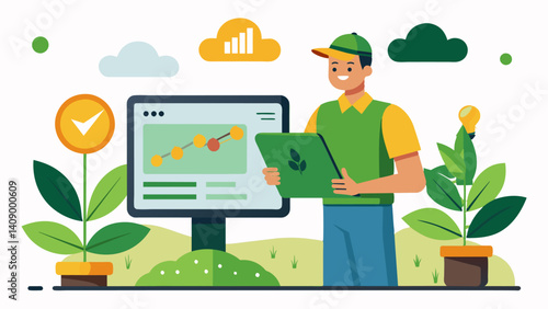 Farmers can access realtime plant health data through a userfriendly interface allowing them to make informed decisions on pest control measures and nutrient management.. Vector illustration