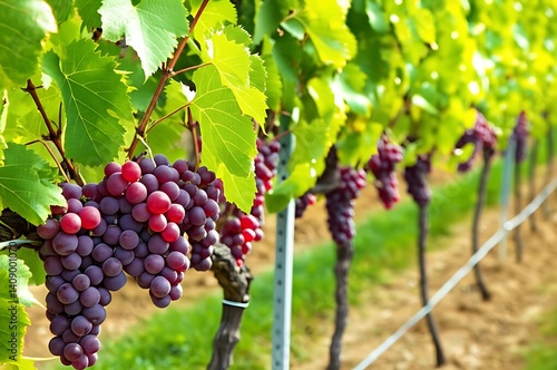 Wallpaper Mural A lush vineyard, showcasing ripe purple grapes, with vibrant green leaves bathed in sunlight Torontodigital.ca
