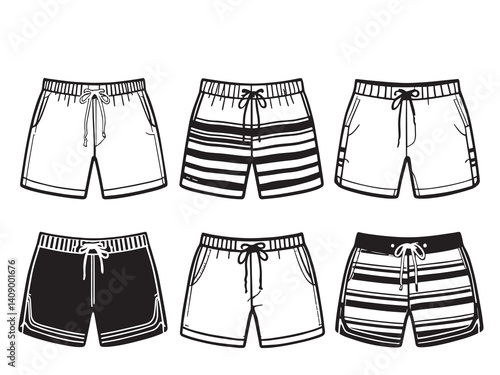 Swim trunks line art vector illustration