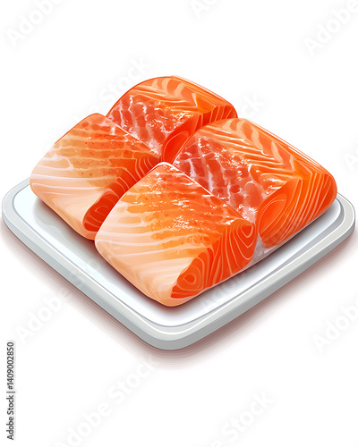 Obraz na płótnie salmon in various forms and production processes, from raw cuts and packaging to cooking, serving, and seafood industry scenes. Generative AI Illustration w salonie