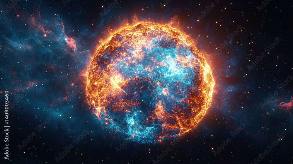 Obraz premium Cinematic Cosmic Nebula Background with Hyper-Realistic Color Gradients and Dynamic Star Clusters for Sci-Fi Visuals, Game Design and Digital Art Creation 
