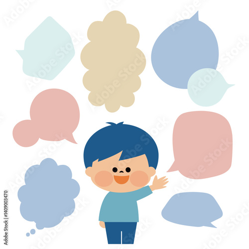 笑顔で会話をする子供のイメージイラスト