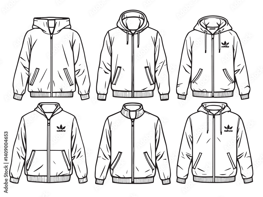 Tracksuit top line art vector illustration Tracksuit top line art vector illustration