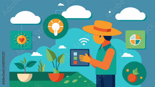 Realtime data on weather patterns and soil conditions helps farmers decide which crops are best suited for their specific location minimizing risk and maximizing yields.. Vector illustration