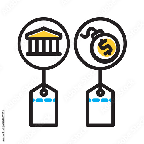 Vector multi color icon for Tax debt