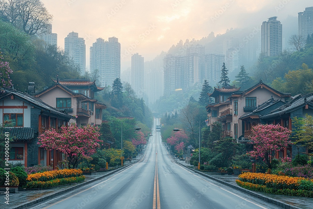 Fototapeta premium Misty Mountain Roadside