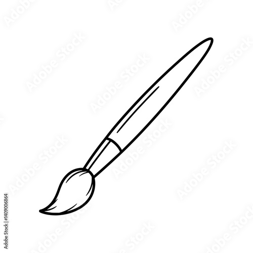 Artistic Creation Tool: A minimalist illustration showcases a single, elegant paintbrush, its bristles poised to bring artistic visions to life, suggesting creativity and craftsmanship.