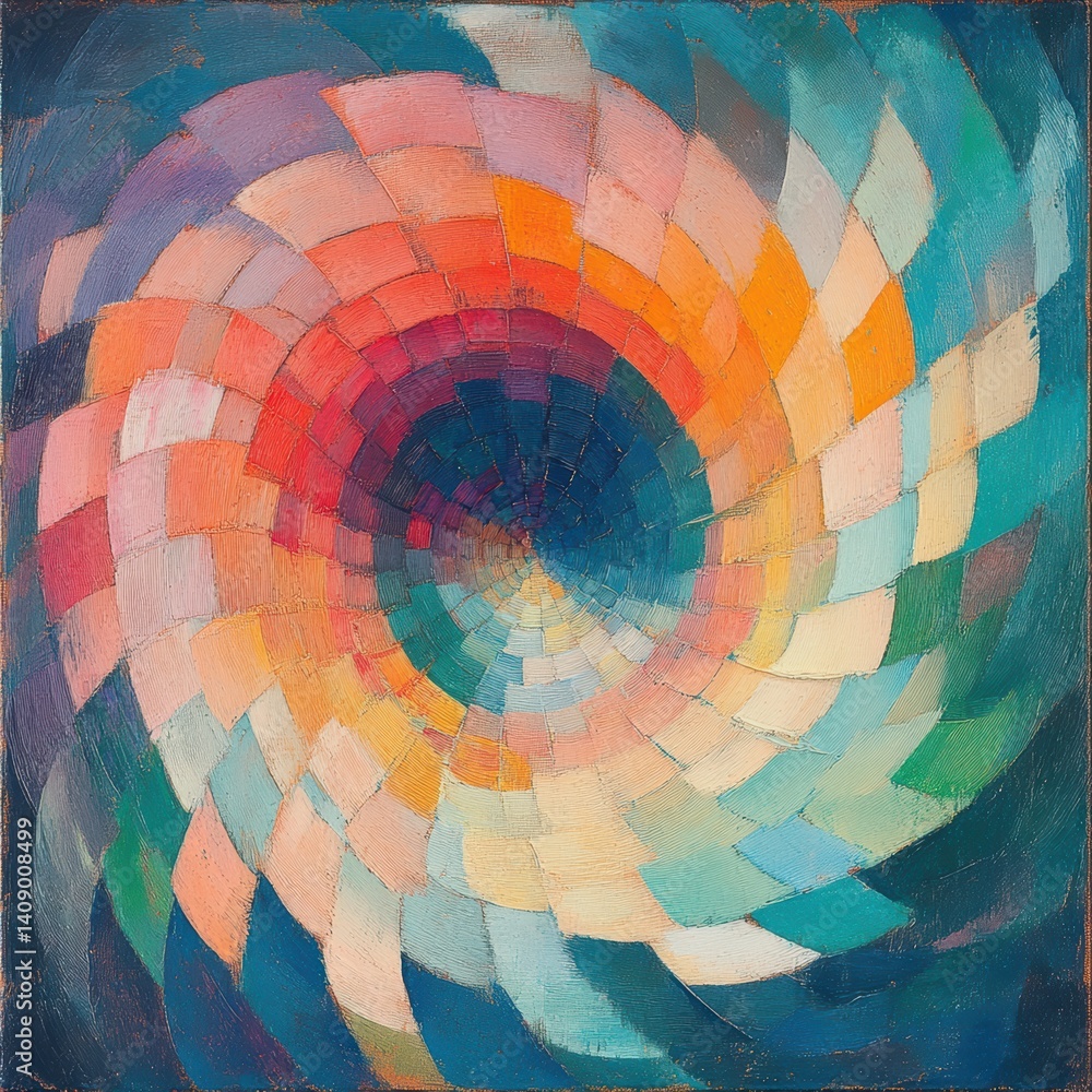 Obraz premium Colorful spiral design on a blue background, creating a vibrant and dynamic visual effect.