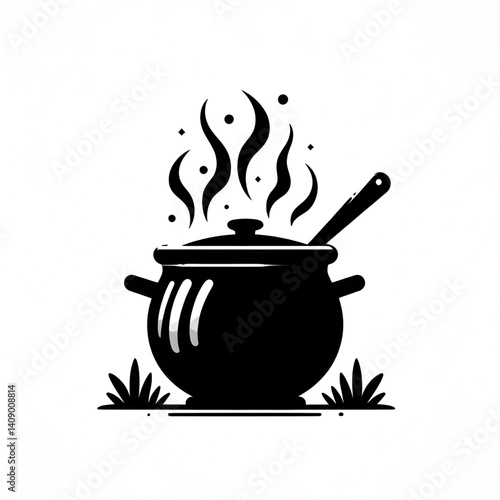 Create a pot silhouette vector style with white background