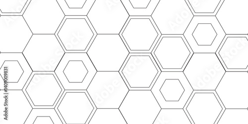 Bee honeycomb shapes. Abstract pattern with hexagonal white and gray technology line paper background. Luxury white pattern with hexagons. Luxury 3D white light geometric technology structure