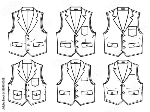 Waistcoat line art vector illustration