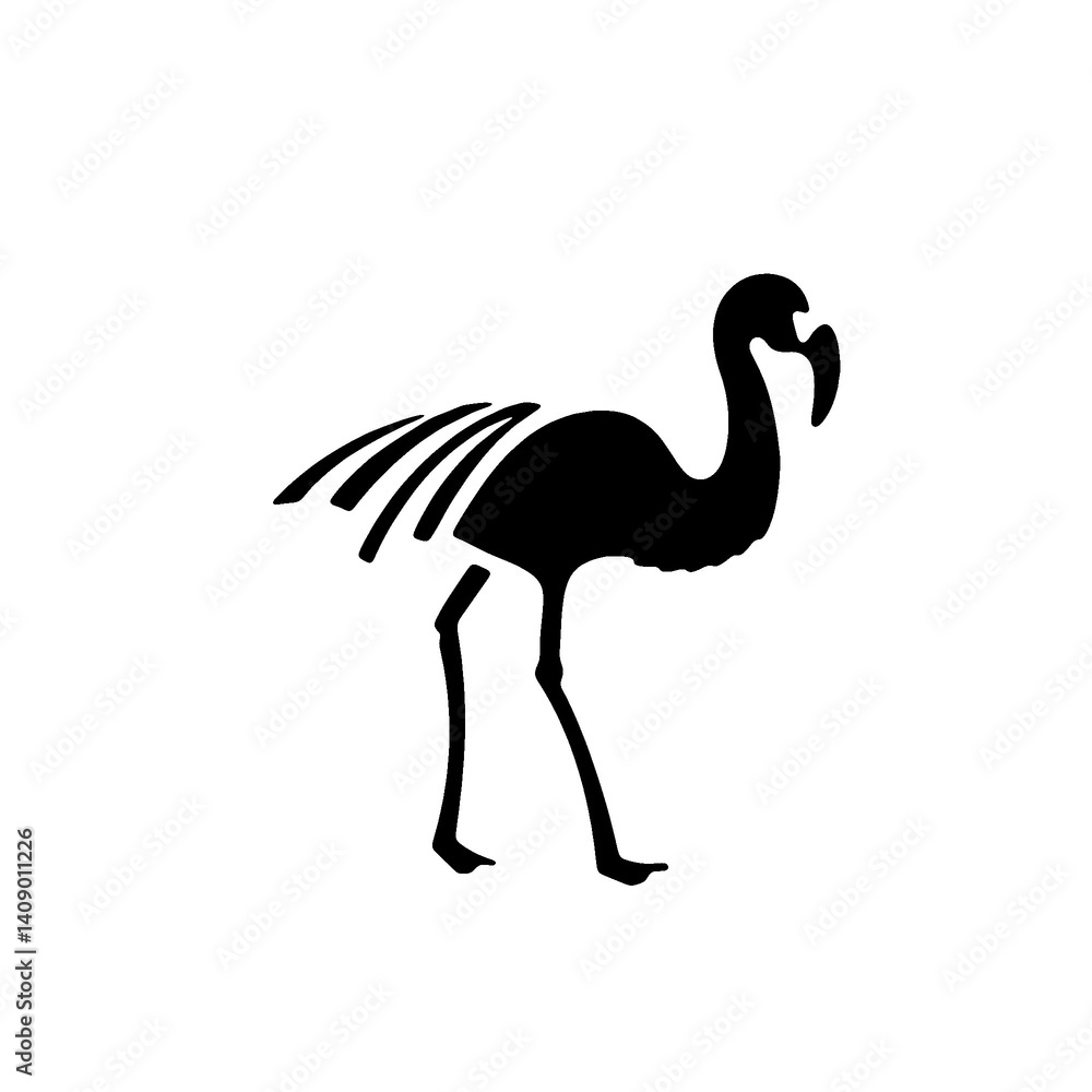 Naklejka premium A bold and minimal black flamingo logo, perfect for exotic branding, fashion, or tropical-themed projects. Stylish design with creative flair.
