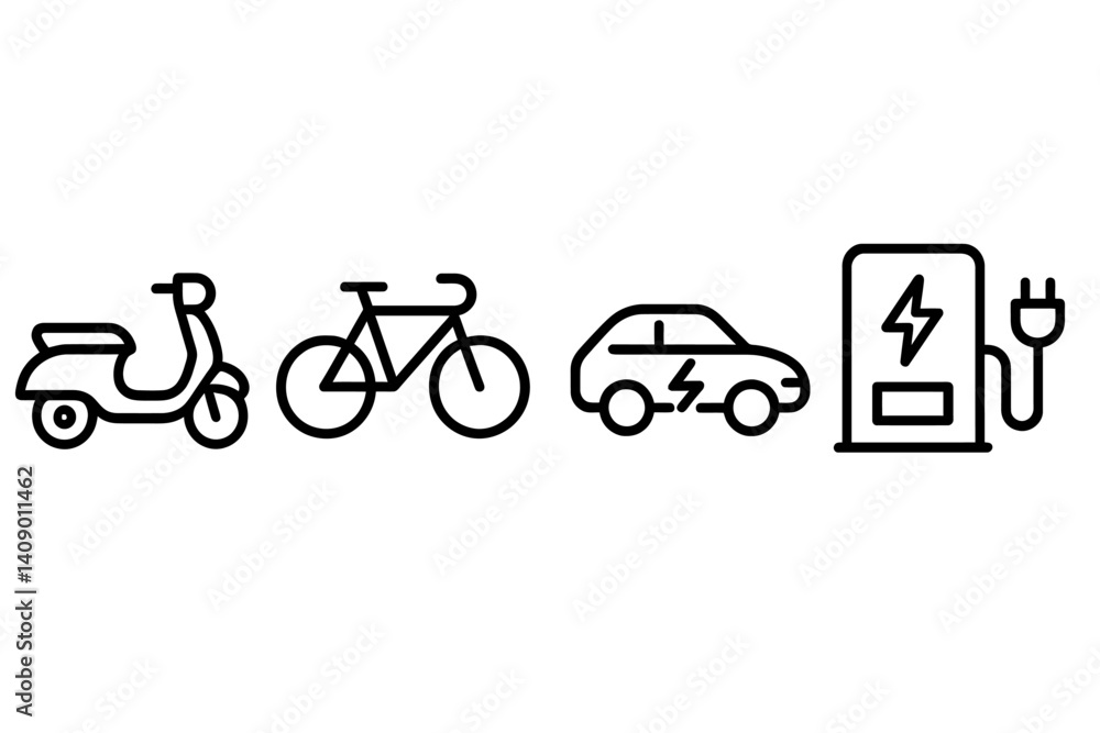 Transport icons for eco-friendly urban mobility