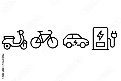 Obraz na płótnie Transport icons for eco-friendly urban mobility w salonie