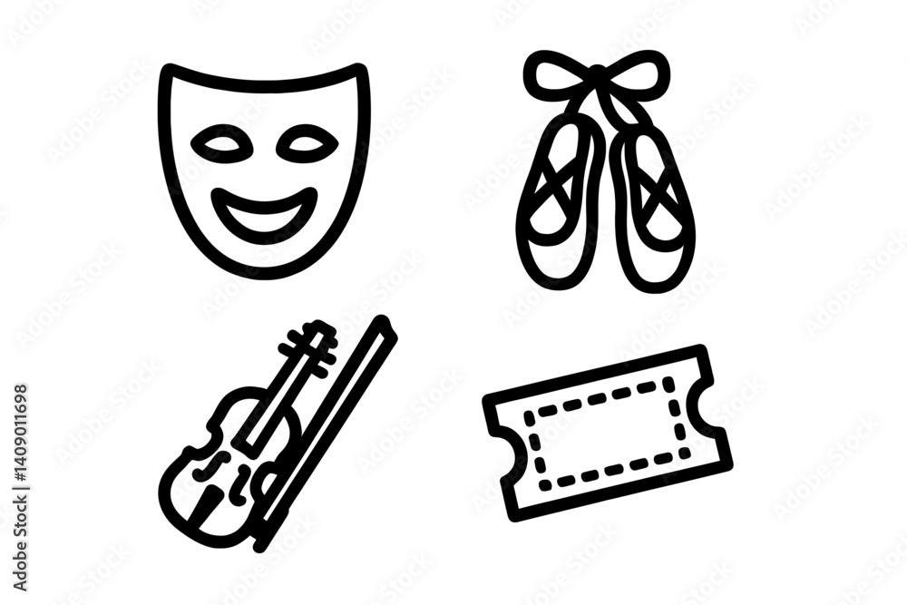 Icons of the performing arts symbolize different aspects of the stage