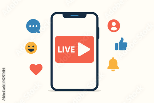 Flat digital media concept with a streaming interface