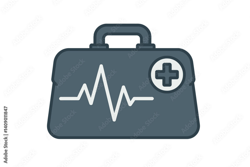 Medical toolkit illustration featuring health symbols in a flat style Medical toolkit illustration featuring health symbols in a flat style