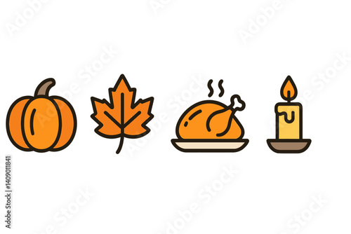 Seasonal harvest icons for autumn festivities