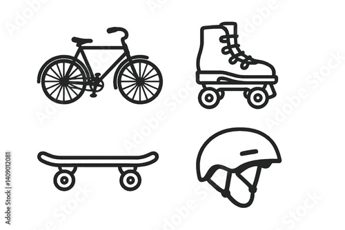 Retro and modern wheeled icons for active hobbies