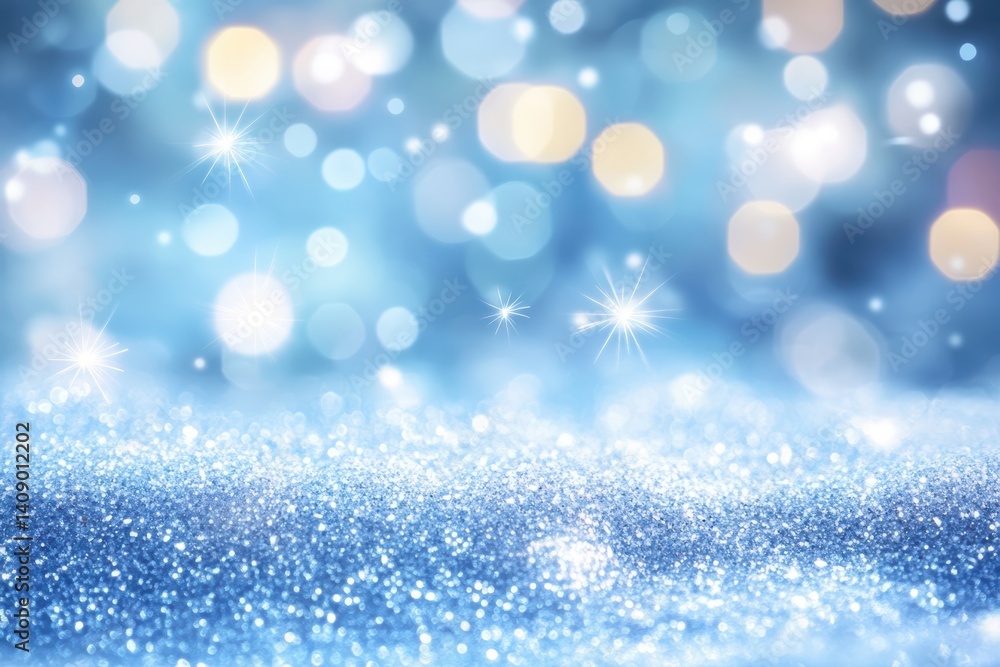 Sparkling blue backdrop featuring stars and bokeh lights for a dreamy atmosphere. Sparkling blue backdrop featuring stars and bokeh lights for a dreamy atmosphere.
