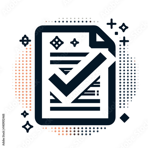 Document with Checkmark on Vibrant Background  