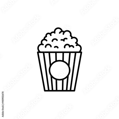 Popcorn in striped bucket on white background  