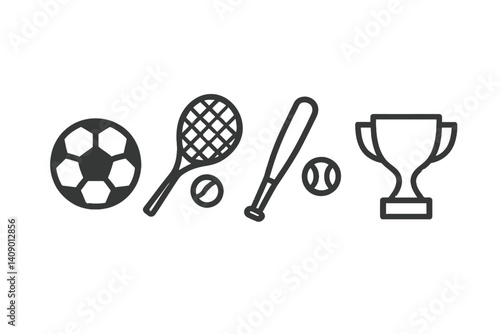 Icons for various sports equipment and achievement