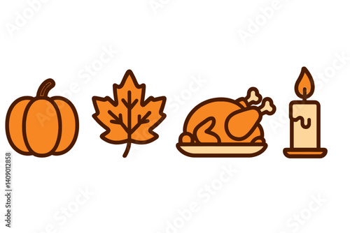 Autumn festivities are represented by seasonal harvest icons