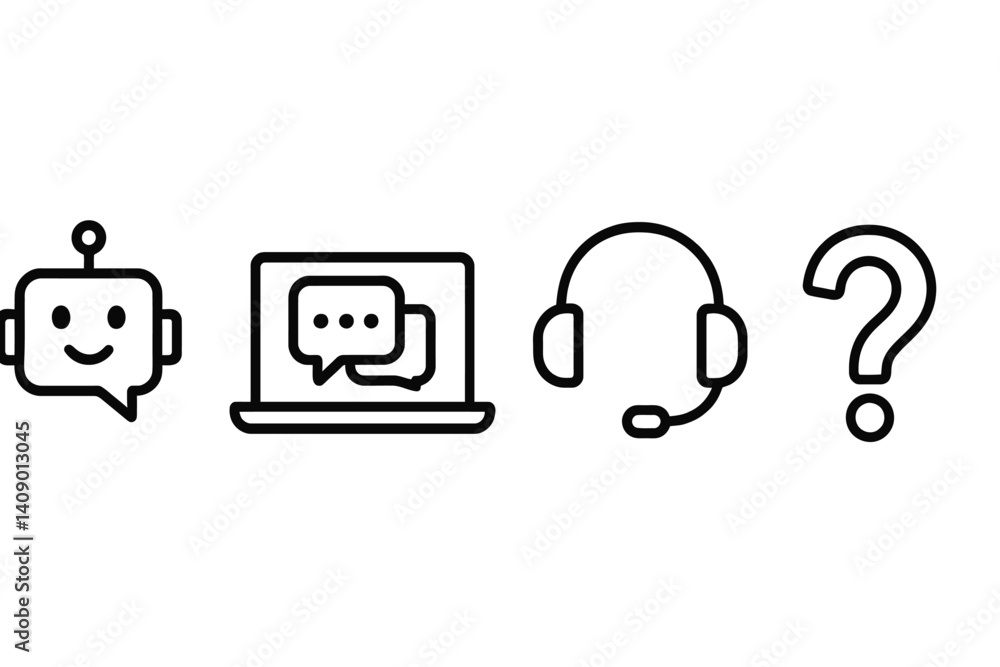 Icons for online support and communication services are available Icons for online support and communication services are available