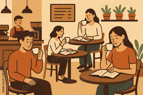 A dull social atmosphere in a welcoming and intimate cafe setting