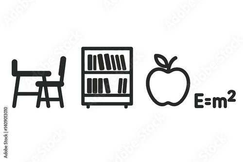 Icons that symbolize common objects found in educational settings