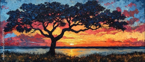 Sunset Tree Lake