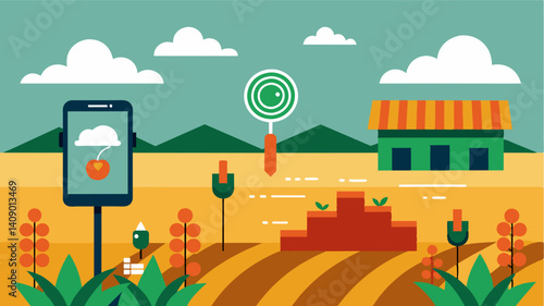 Mobile sensors p throughout the farm provide realtime data on soil health and nutrient levels helping farmers make strategic decisions for better yields.. Vector illustration