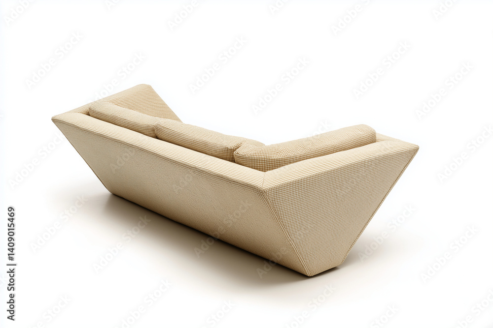 Obraz premium Beige Gingham Sectional Sofa Modern Design Studio Shot