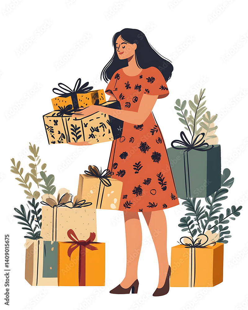 Online shopping, digital selling, ecommerce process, and customer experience through modern illustrated scenes on white background.