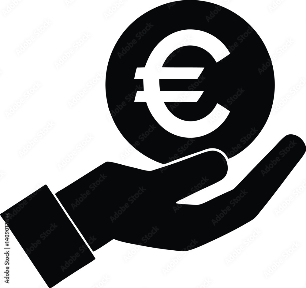 euro sign silhouette,euro sign in hand black simple vector illustration euro sign silhouette,euro sign in hand black simple vector illustration