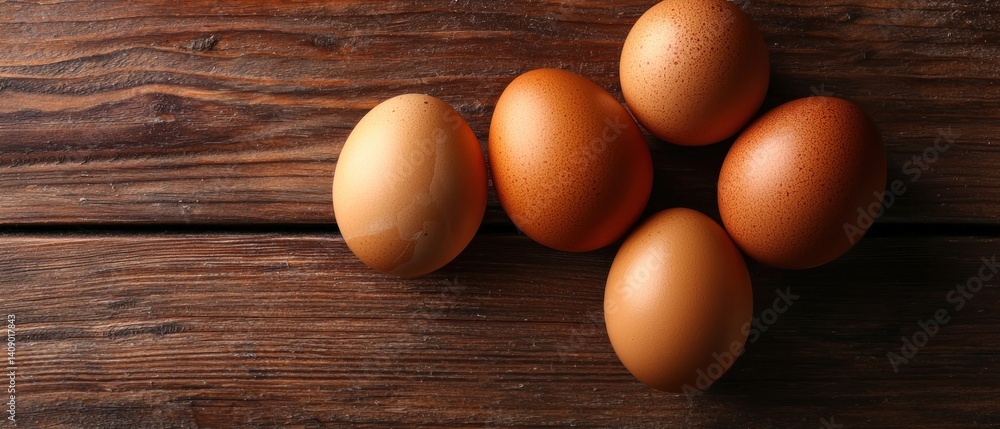 Fresh Eggs on a Wooden Surface Fresh Eggs on a Wooden Surface