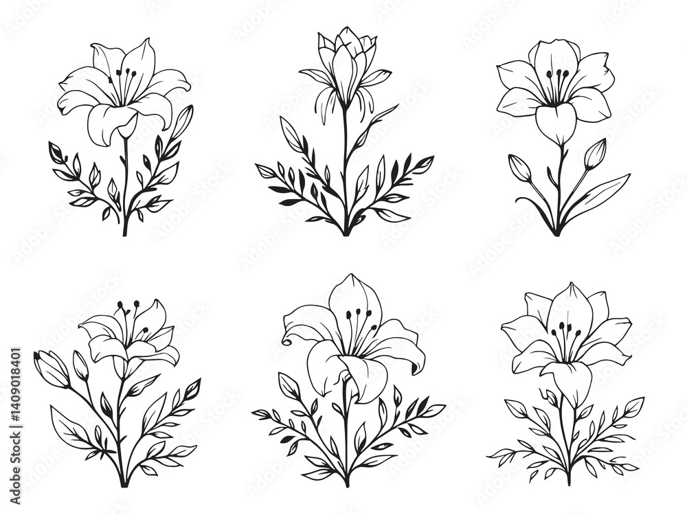 Easter Lily line art Easter Lily line art