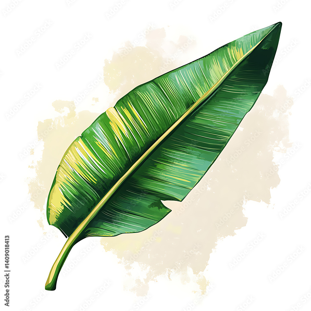 illustrations of various trees, leaves, grasses, and botanical elements on white background.